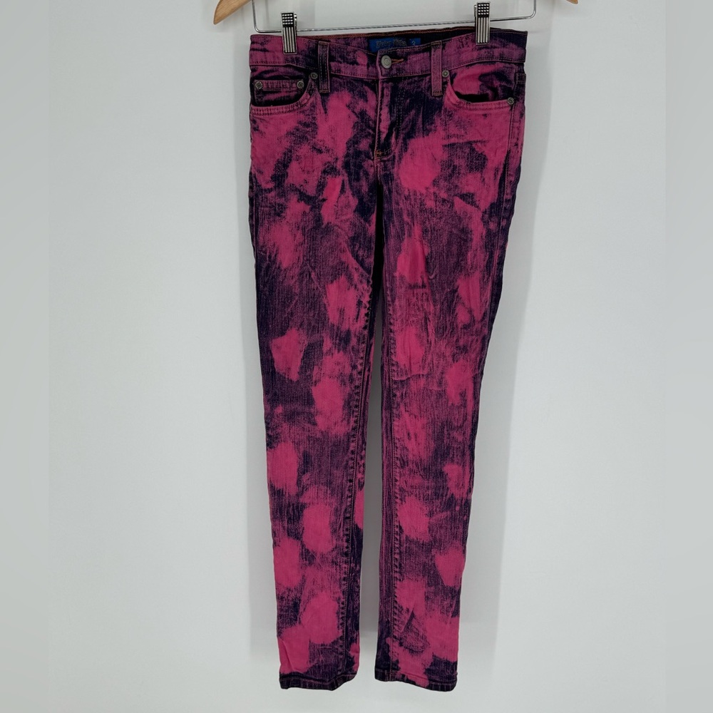 Judy Blue Jeans Women’s Juniors Size 3 Pink/Blue Tie Dye Straight Jeans Q2